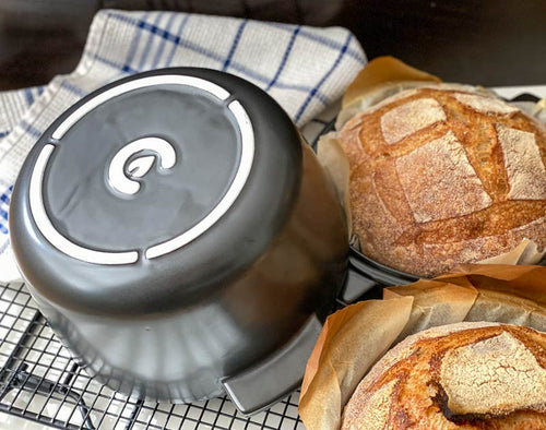 Cru Ceramic Dutch Oven cooking dough