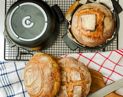 Cru Ceramic Dutch Oven cooking dough